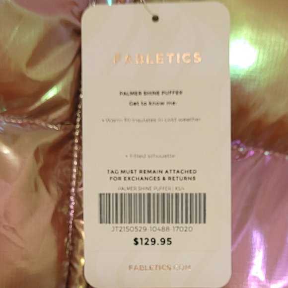 Fabletics Palmer Shine Puffer Jacket; Iridescent Copper/Birchwood; Size XS, NWT - Picture 5 of 8